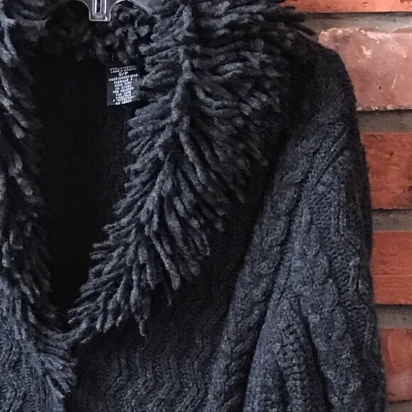 IB Diffusion Vintage 90s Cable Knit Long Sweater Coat Cardigan Wool Cozy Warm S - Picture 9 of 15